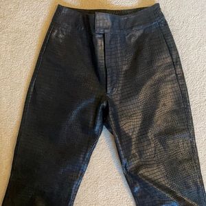 Leather and suede crocodile skin pants